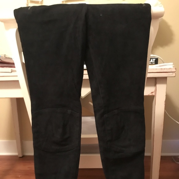 Suede black pants with knee pads - Picture 2 of 2